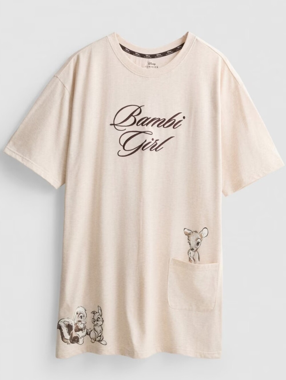 Disney's Bambi Oversized Slogan Nightshirt, nightgown, pajama Primark Tan Brown
